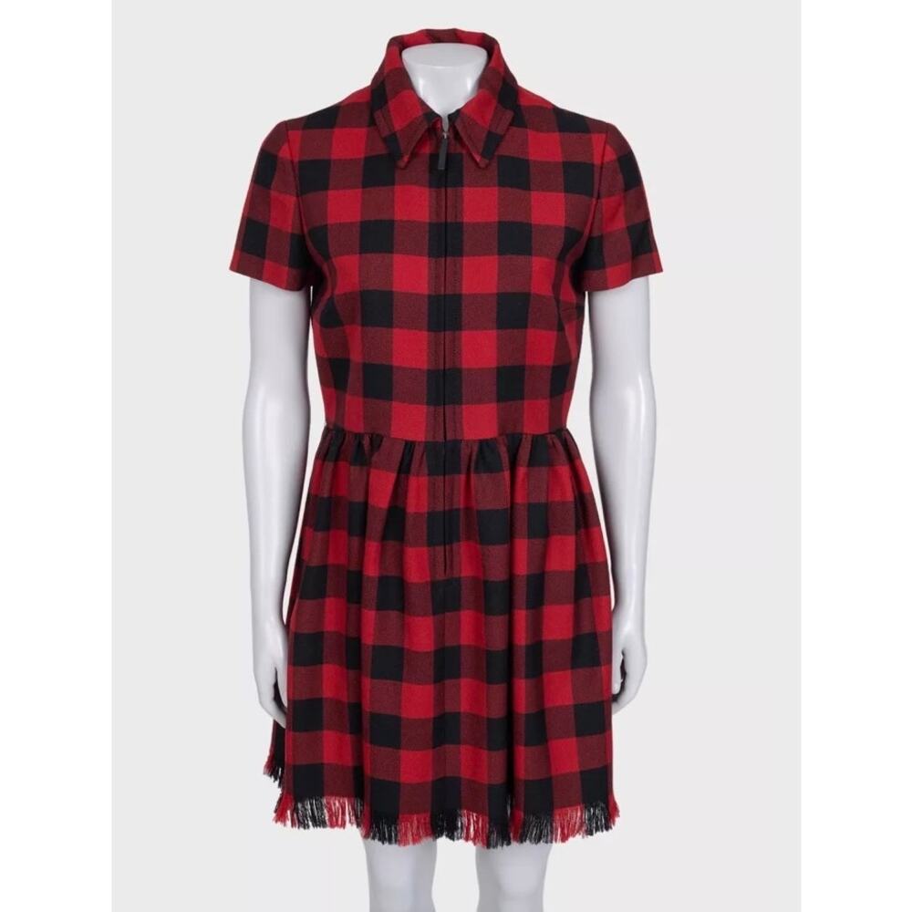 Christian Dior Red Plaid Wool Dress - Size IT44
